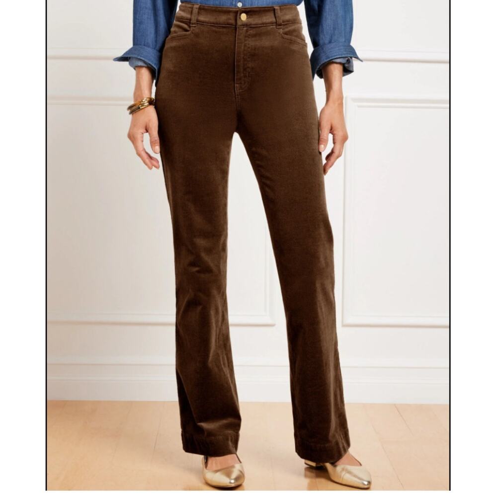 Vintage Talbots Stretch Corduroy Plush Relaxed Pants Dark Brown Womens Size 14